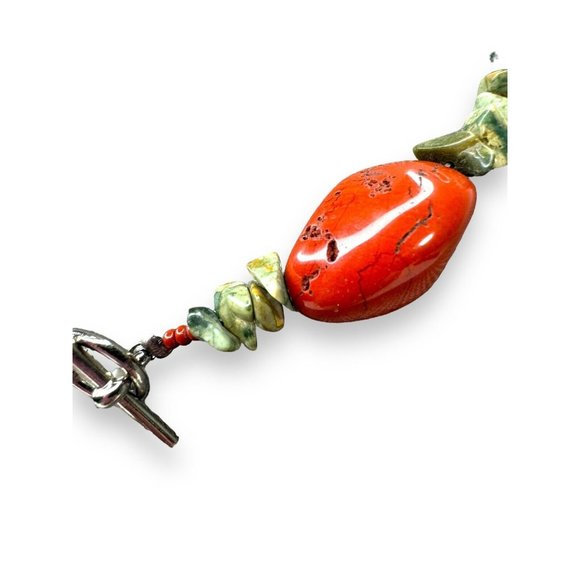 Genuine Stone Red Jasper Agate 20.5” Toggle Clasp - Picture 11 of 11